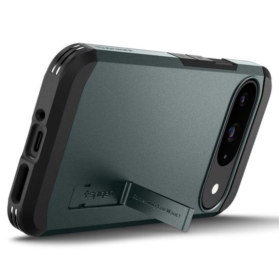 Husa Spigen Tough Armor pentru  Google Pixel 9 Pro/Pixel 9, verde metalic (Pixel 9 Pro, ACS07694) by www.silkase.ro