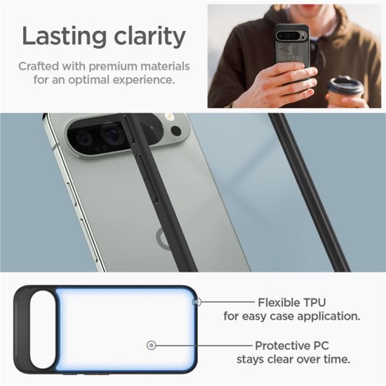Husa Spigen, Ultra Hybrid, pentru Google Pixel 9 Pro XL, negru mat (Pixel 9 Pro XL, ACS07724) by www.silkase.ro