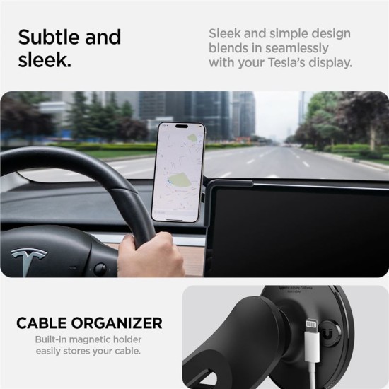 Suport auto universal pentru telefon Spigen TapLock Car Mount pentru Tesla Model 3/X/S/Y/Cybertruck pentru iPhone MagSafe, negru (Spigen, Suport auto) by www.silkase.ro Suport auto universal pentru telefon Spigen TapLock Car Mount pentru Tesla Model 3/X/S/Y/Cybertruck pentru iPhone MagSafe, negru (Suport auto, ACP07869) by www.silkase.ro