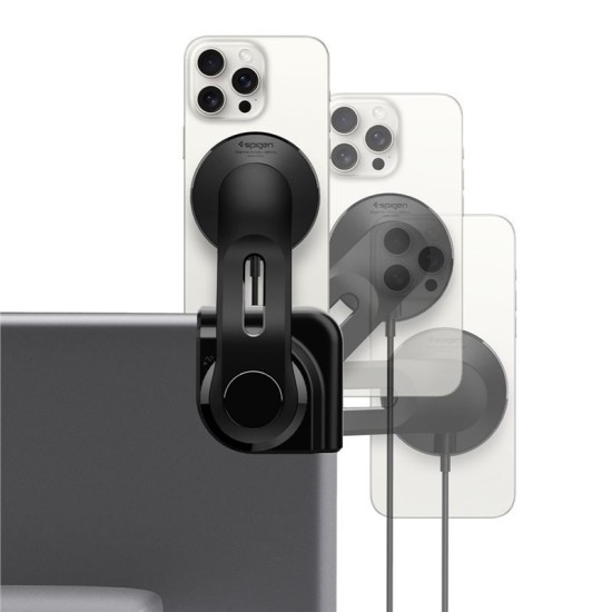 Suport auto Spigen TapLock pentru masini Tesla, Wireless / Screen, Compatibil MagSafe, Incarcare Wireless 15W, Negru (Suport auto, ACP07870) by www.silkase.ro