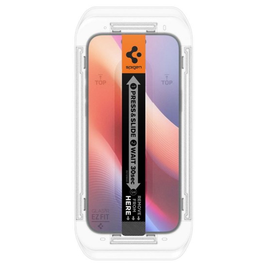 Set 2 folii sticla cu sistem de montare Case friendly Spigen GLAStR EZ FIT compatibil cu iPhone 16 Pro Max (Ingredi, AGL07907) by www.silkase.ro