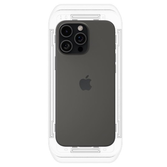 Set 2 folii sticla cu sistem de montare Case friendly Spigen GLAStR EZ FIT compatibil cu iPhone 16 Pro Max (Ingredi, AGL07907) by www.silkase.ro