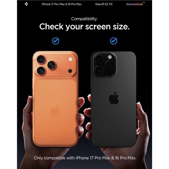 Set 2 folii sticla cu sistem de montare Case friendly Spigen GLAStR EZ FIT compatibil cu iPhone 16 Pro Max (Ingredi, AGL07907) by www.silkase.ro