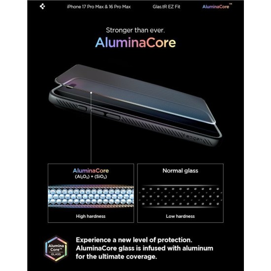 Set 2 folii sticla cu sistem de montare Case friendly Spigen GLAStR EZ FIT compatibil cu iPhone 16 Pro Max (Ingredi, AGL07907) by www.silkase.ro