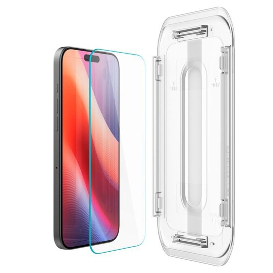 Set 2 folii sticla cu sistem de montare Case friendly Spigen GLAStR EZ FIT compatibil cu iPhone 16 Pro Max (Ingredi, AGL07907) by www.silkase.ro