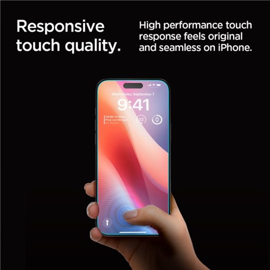 Set 2 folii sticla cu sistem de montare Case friendly Spigen GLAStR EZ FIT compatibil cu iPhone 16 Pro Max Privacy (Ingredi, AGL07908) by www.silkase.ro