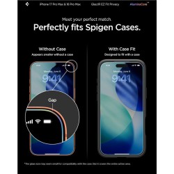 Set 2 folii sticla cu sistem de montare Case friendly Spigen GLAStR EZ FIT compatibil cu iPhone 16 Pro Max Privacy