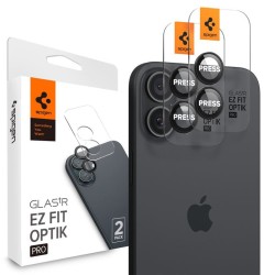 Set 2 protectii de camera Spigen Glass tR EZ Fit Optik pentru Apple iPhone 16/16 Plus, negru