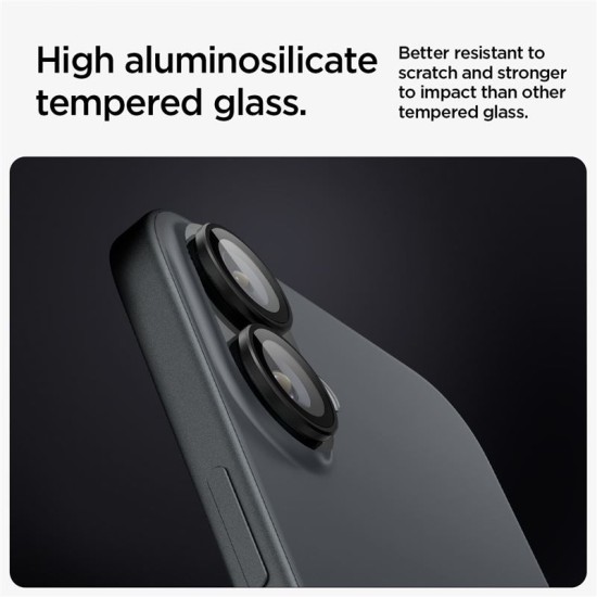 Set 2 protectii de camera Spigen Glass tR EZ Fit Optik pentru Apple iPhone 16/16 Plus, negru (iPhone 16, AGL07921) by www.silkase.ro