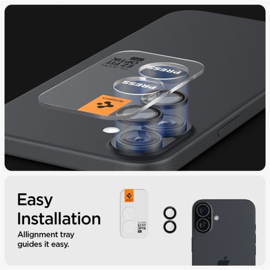 Set 2 protectii de camera Spigen Glass tR EZ Fit Optik pentru Apple iPhone 16/16 Plus, negru (iPhone 16, AGL07921) by www.silkase.ro