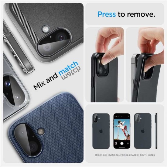Set 2 folii de protectie camera Spigen Glass tR Optik pentru Apple iPhone 16/16 Plus, negru (iPhone 16, AGL07922) by www.silkase.ro
