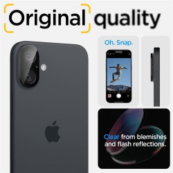 Set 2 folii de protectie camera Spigen Glass tR Optik pentru Apple iPhone 16/16 Plus, negru Set 2 folii de protectie camera Spigen Glass tR Optik pentru Apple iPhone 16/16 Plus, negru