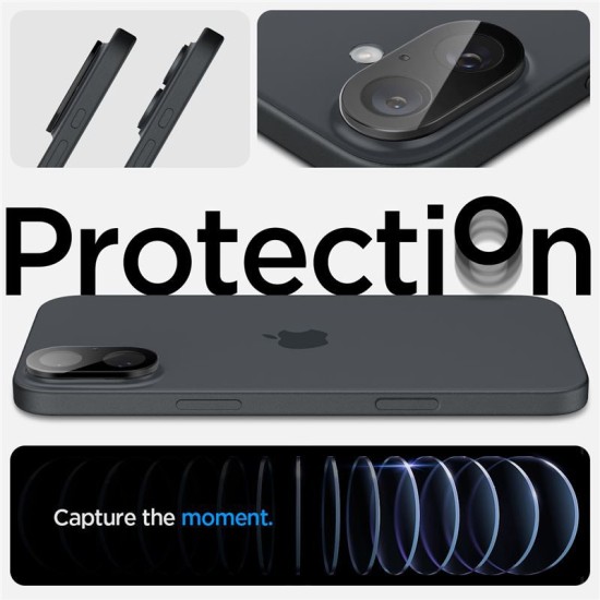 Set 2 folii de protectie camera Spigen Glass tR Optik pentru Apple iPhone 16/16 Plus, negru (iPhone 16, AGL07922) by www.silkase.ro