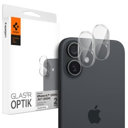 Set 2 folii de protectie camera Spigen Glass tR Optik pentru Apple iPhone 16/16 Plus, transparent