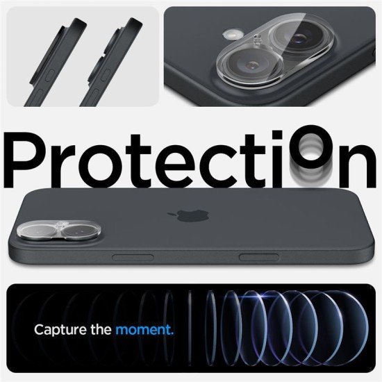 Set 2 folii de protectie camera Spigen Glass tR Optik pentru Apple iPhone 16/16 Plus, transparent (iPhone 16, AGL07923) by www.silkase.ro