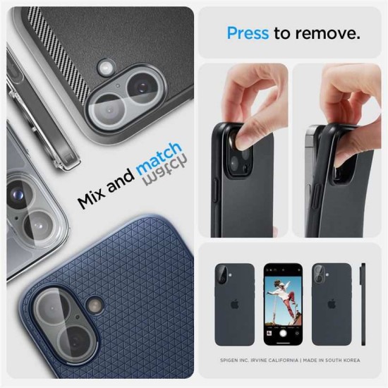 Set 2 folii de protectie camera Spigen Glass tR Optik pentru Apple iPhone 16/16 Plus, transparent (iPhone 16, AGL07923) by www.silkase.ro