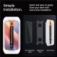 Set 2 folii sticla cu sistem de montare Case friendly Spigen GLAStR EZ FIT compatibil cu iPhone 16 Pro Privacy (Ingredi, AGL07929) by www.silkase.ro