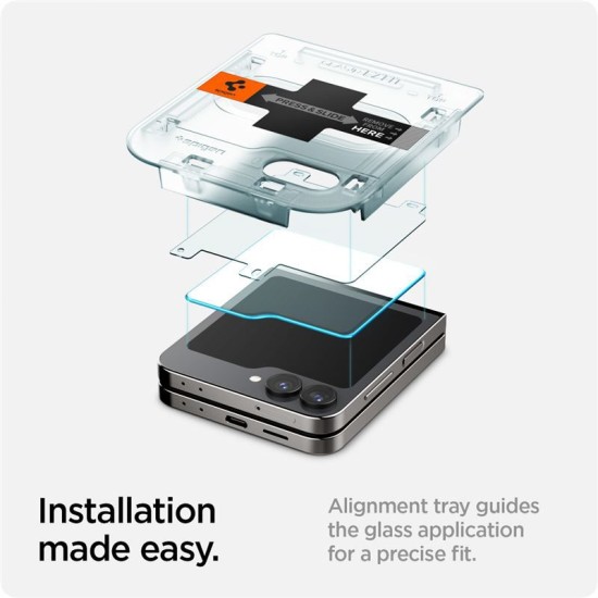 Set 2 folii de protectie Spigen Glass tR AlignMaster pentru Samsung Galaxy Z Flip6/7 FE, transparent (Z Flip 7 FE, AGL07972) by www.silkase.ro