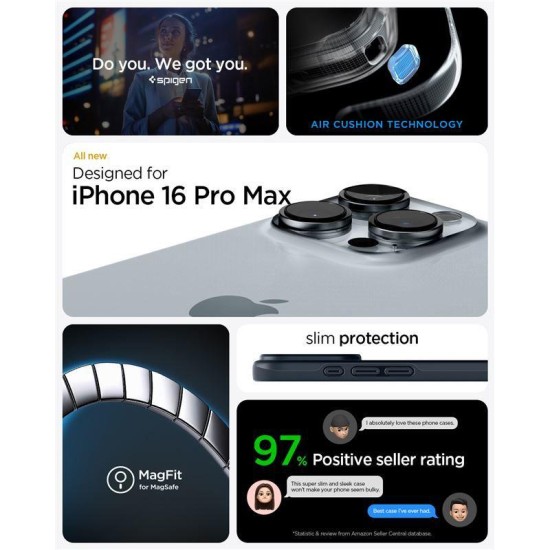 Husa slim Spigen Thin Fit MagSafe compatibila cu iPhone 16 Pro Max Metal Slate (iPhone 16 Pro Max, ACS07980) by www.silkase.ro