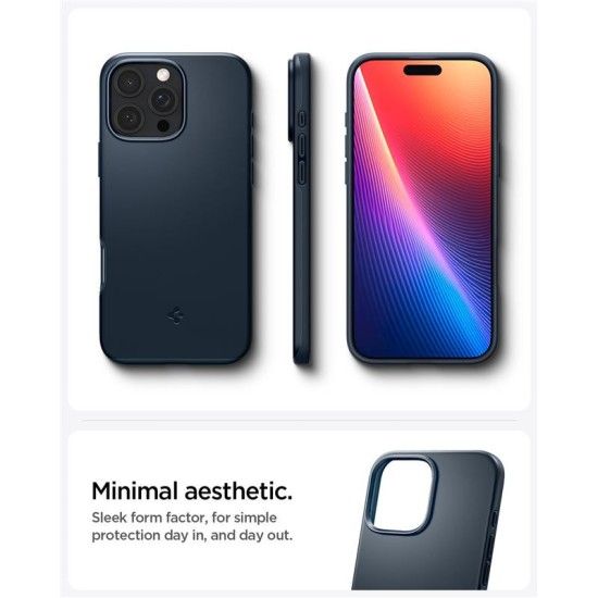 Husa slim Spigen Thin Fit MagSafe compatibila cu iPhone 16 Pro Max Metal Slate (iPhone 16 Pro Max, ACS07980) by www.silkase.ro