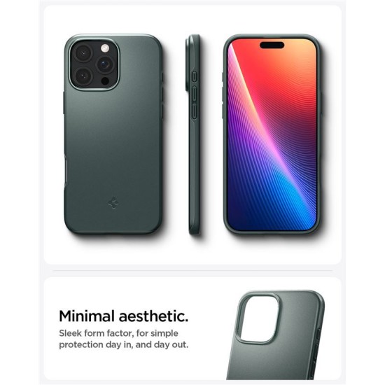 Husa slim Spigen Thin Fit MagSafe compatibila cu iPhone 16 Pro Max Green (iPhone 16 Pro Max, ACS07981) by www.silkase.ro