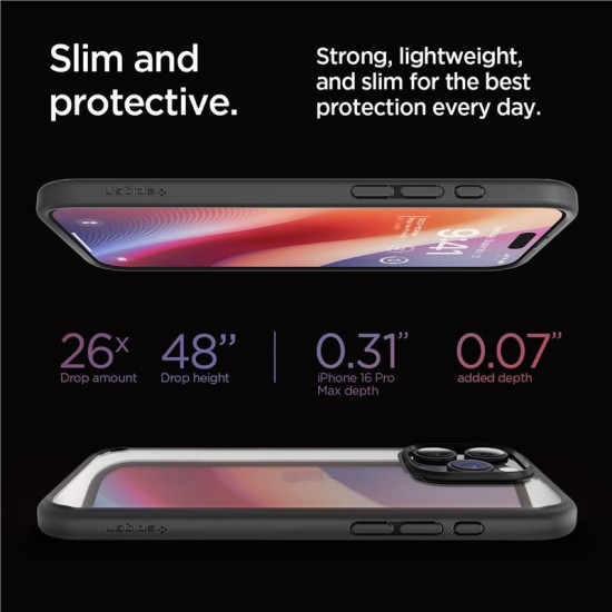 Husa Spigen Ultra Hybrid compatibila cu iPhone 16 Pro Max Matte Black (iPhone 16 Pro Max, ACS07996) by www.silkase.ro
