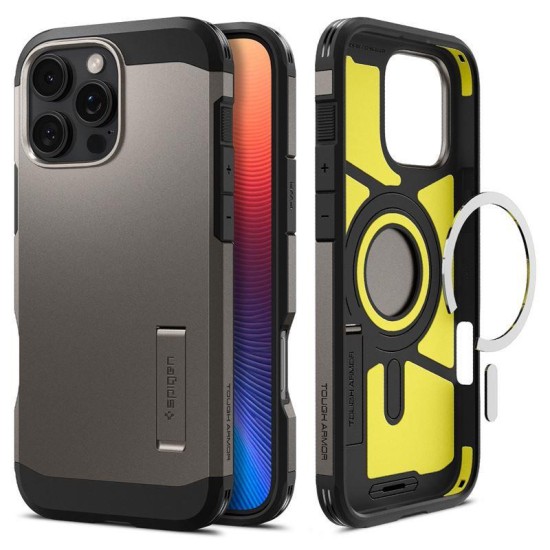 Husa Spigen Tough Armor MagSafe compatibila cu iPhone 16 Pro Max Gunmetal (iPhone 16 Pro Max, ACS08012) by www.silkase.ro