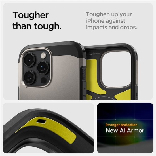 Husa Spigen Tough Armor MagSafe compatibila cu iPhone 16 Pro Max Gunmetal (iPhone 16 Pro Max, ACS08012) by www.silkase.ro