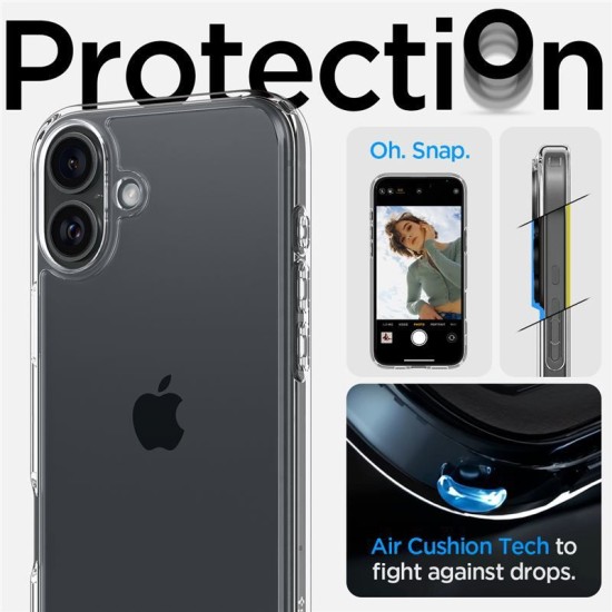 Husa Spigen Ultra Hybrid compatibila cu iPhone 16 Plus Crystal Clear (iPhone 16 Plus, ACS08069) by www.silkase.ro