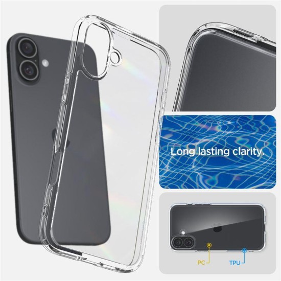 Husa Spigen Ultra Hybrid compatibila cu iPhone 16 Plus Crystal Clear (iPhone 16 Plus, ACS08069) by www.silkase.ro
