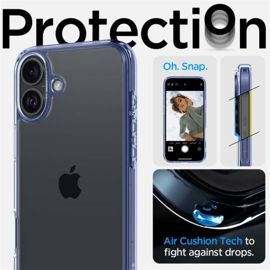 Husa Spigen Ultra Hybrid pentru iPhone 16 Plus, albastru transparent (iPhone 16 Plus, ACS08074) by www.silkase.ro