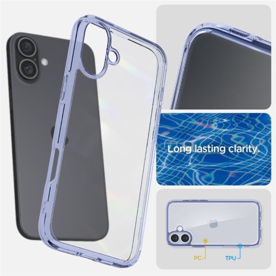 Husa Spigen Ultra Hybrid pentru iPhone 16 Plus, albastru transparent (iPhone 16 Plus, ACS08074) by www.silkase.ro