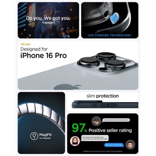 Husa slim Spigen Thin Fit MagSafe compatibila cu iPhone 16 Pro Metal Slate (iPhone 15 Pro, ACS08108) by www.silkase.ro