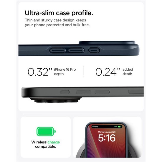 Husa slim Spigen Thin Fit MagSafe compatibila cu iPhone 16 Pro Metal Slate (iPhone 15 Pro, ACS08108) by www.silkase.ro