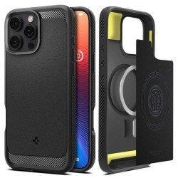 Husa Spigen Rugged Armor MagSafe compatibila cu iPhone 16 Pro Matte Black