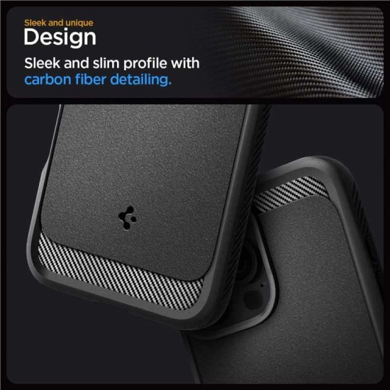 Husa Spigen Rugged Armor MagSafe compatibila cu iPhone 16 Pro Matte Black (iPhone 15 Pro, ACS08115) by www.silkase.ro