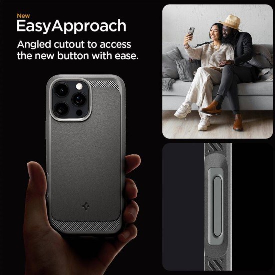 Husa Spigen Rugged Armor MagSafe compatibila cu iPhone 16 Pro Grey (iPhone 15 Pro, ACS08116) by www.silkase.ro