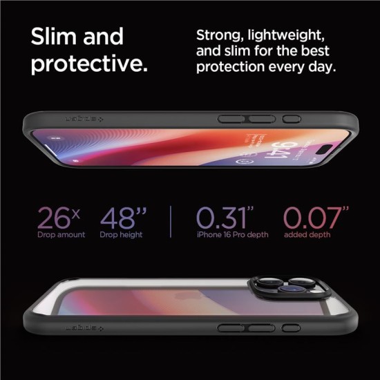 Husa Spigen Ultra Hybrid compatibila cu iPhone 16 Pro Matte Black (Spigen, iPhone 15 Pro) by www.silkase.ro Husa Spigen Ultra Hybrid compatibila cu iPhone 16 Pro Matte Black (iPhone 15 Pro, ACS08125) by www.silkase.ro