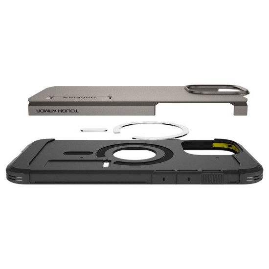 Husa Spigen Tough Armor MagSafe compatibila cu iPhone 16 Pro Gunmetal (iPhone 15 Pro, ACS08145) by www.silkase.ro