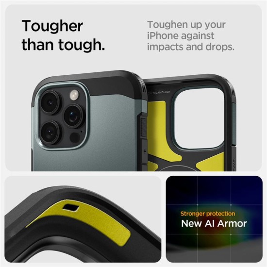 Husa Spigen Tough Armor MagSafe compatibila cu iPhone 16 Pro Green (Spigen, iPhone 15 Pro) by www.silkase.ro Husa Spigen Tough Armor MagSafe compatibila cu iPhone 16 Pro Green (iPhone 15 Pro, ACS08148) by www.silkase.ro