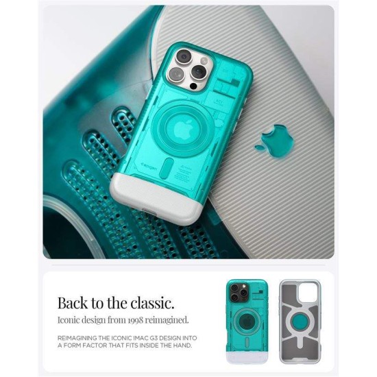 Husa Spigen Classic C1 Mag MagSafe pentru iPhone 16 Pro, turcoaz (iPhone 15 Pro, ACS08153) by www.silkase.ro
