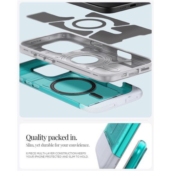 Husa Spigen Classic C1 Mag MagSafe pentru iPhone 16 Pro, turcoaz (iPhone 15 Pro, ACS08153) by www.silkase.ro
