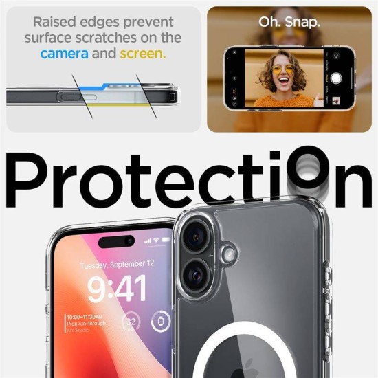 Husa Spigen Ultra Hybrid Mag do MagSafe pentru iPhone 16, transparenta-alb (iPhone 16, ACS08205) by www.silkase.ro