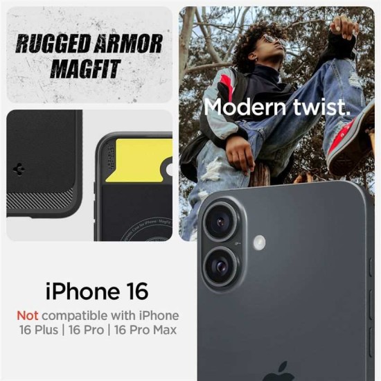 Husa Spigen Rugged Armor MagSafe compatibila cu iPhone 16 Matte Black (Spigen, iPhone 16) by www.silkase.ro Husa Spigen Rugged Armor MagSafe compatibila cu iPhone 16 Matte Black (iPhone 16, ACS08214) by www.silkase.ro