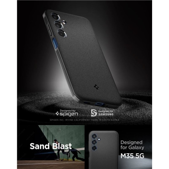 Husa Spigen Essential SandBlast compatibila cu Samsung Galaxy M35 5G Matte Black (Ingredi, ACS08263) by www.silkase.ro