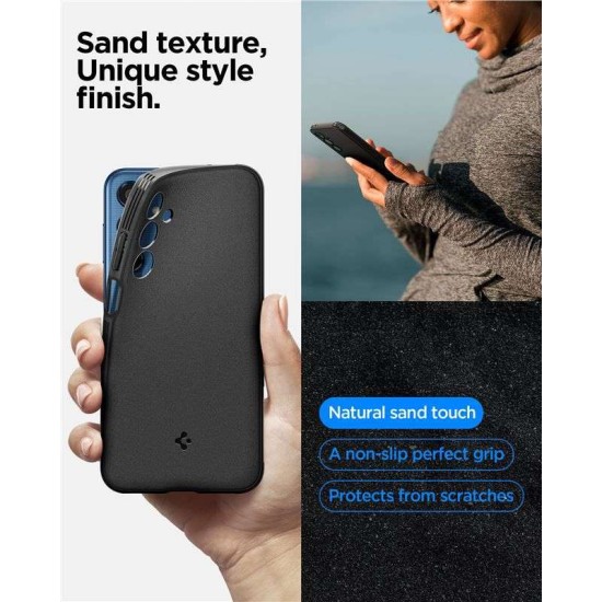 Husa Spigen Essential SandBlast compatibila cu Samsung Galaxy M35 5G Matte Black (Ingredi, ACS08263) by www.silkase.ro
