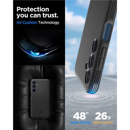 Husa Spigen Essential SandBlast compatibila cu Samsung Galaxy M35 5G Matte Black (Ingredi, ACS08263) by www.silkase.ro
