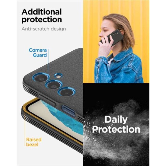 Husa Spigen Essential SandBlast compatibila cu Samsung Galaxy M35 5G Matte Black (Ingredi, ACS08263) by www.silkase.ro