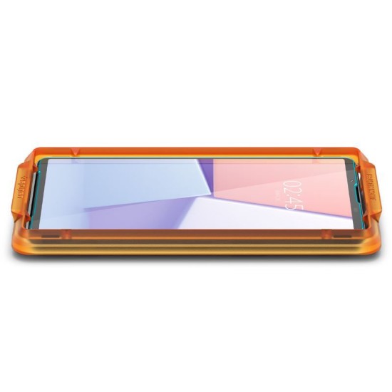 Set 2 folii sticla transparente cu sistem de montare Case friendly Spigen ALM GLAStR SLIM compatibil cu Sony Xperia 1 VI (Ingredi, AGL08271) by www.silkase.ro