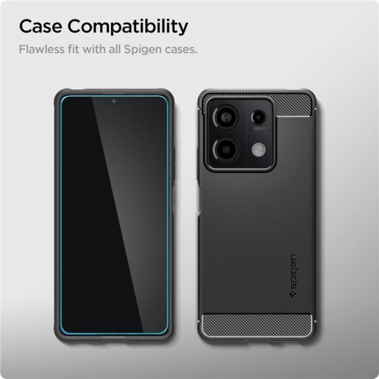 Set 2 folii sticla transparente Case friendly Spigen GLAStR SLIM compatibil cu Xiaomi Redmi Note 13 5G (Ingredi, AGL08294) by www.silkase.ro